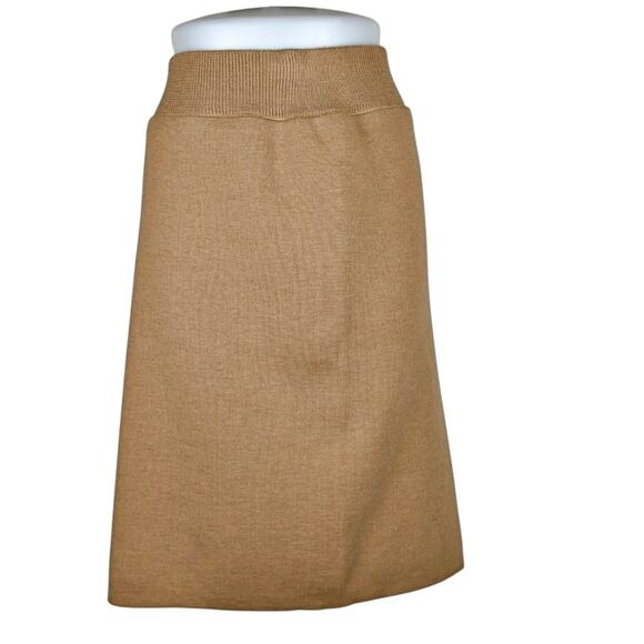 Sonia by Sonia Rykiel Merino Wool Pencil Skirt Camel Brown Split Back LRG Career - Picture 1 of 7